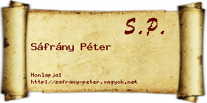 Sáfrány Péter névjegykártya